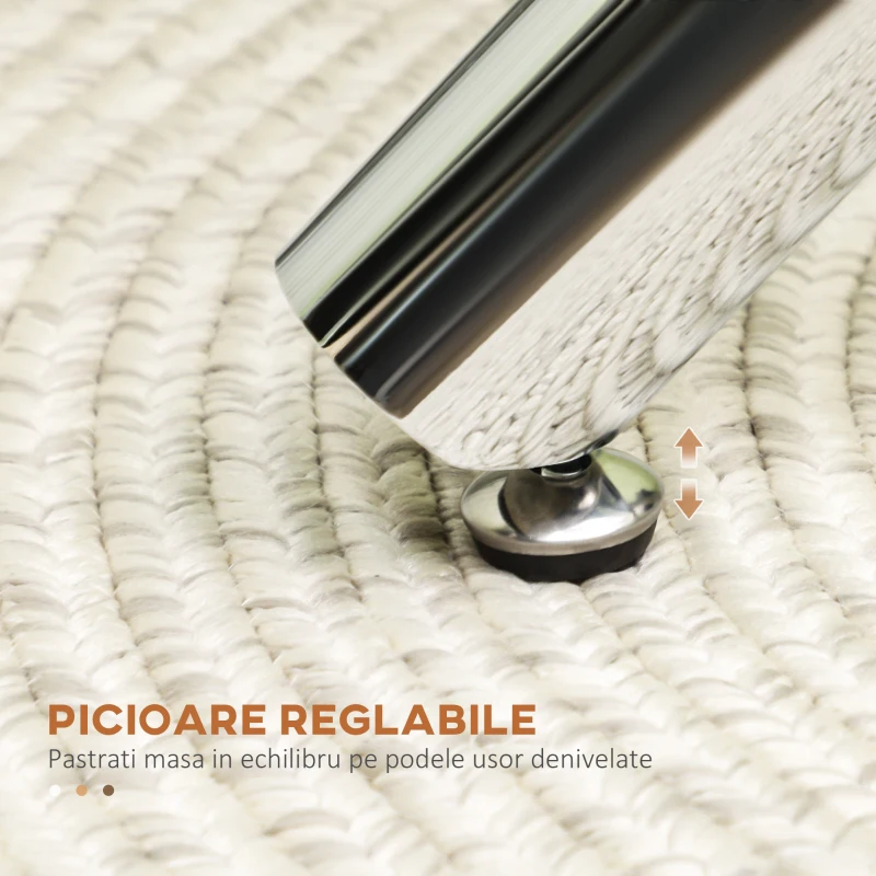 HOMCOM  Masa rotunda pentru 2-4 persoane, masa de bucatarie moderna cu blat din sticla cu picioare de otel, Φ80cm