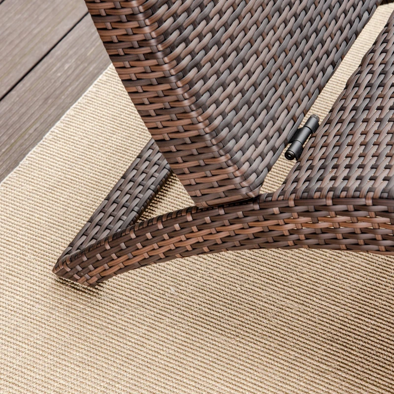 Outsunny Outdoor Foldable PE Rattan Sun Lounger with Soft Padded Cushion, Ergonomic Curved Design Sun Bed for Balcony, Garden, Brown