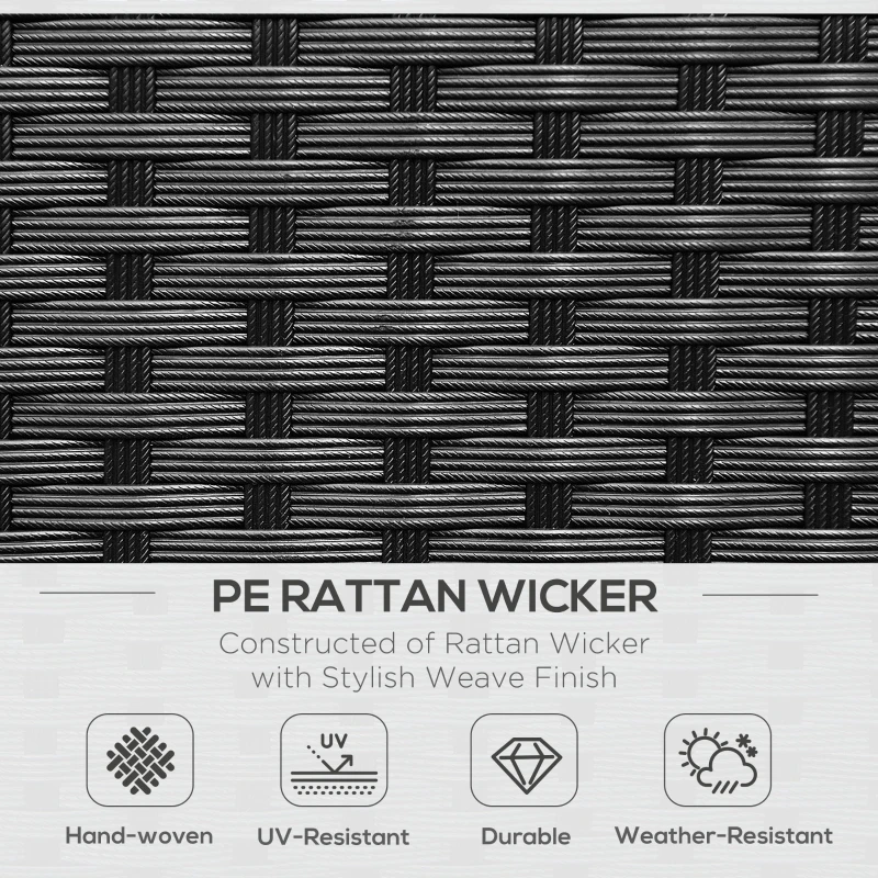 Outsunny Rattan Chair Set W/Middle Tea Table-Black