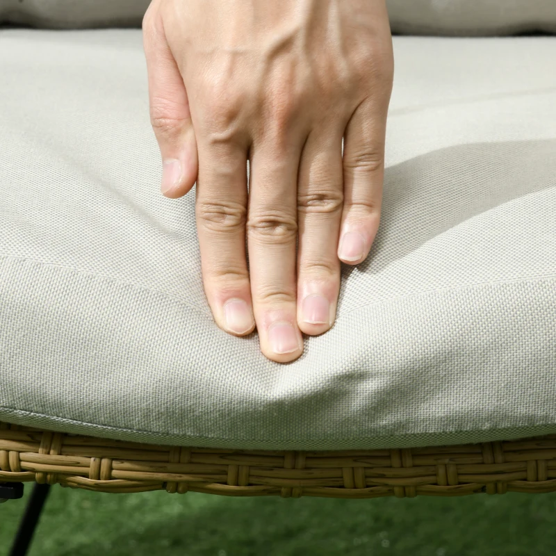 Outsunny Gartensitzgruppe, 4-tlg., Rattanoptik, ovaler Tisch, zwei Stühle, Zweisitzer, mit Sitzkissen, Stahl, beige