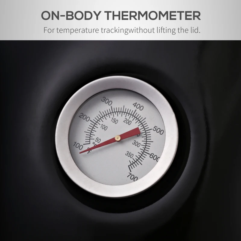 Outsunny Steel Freestanding Charcoal BBQ Grill w/ Wheels Black