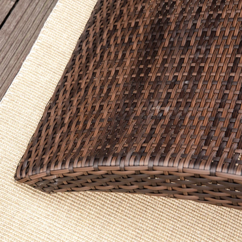 Outsunny Outdoor Foldable PE Rattan Sun Lounger with Soft Padded Cushion, Ergonomic Curved Design Sun Bed for Balcony, Garden, Brown