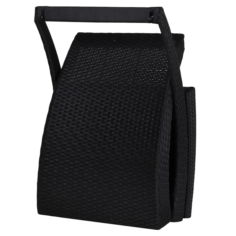 Outsunny Outdoor Foldable PE Rattan Sun Lounger with Soft Padded Cushion, Ergonomic Curved Design Sun Bed for Balcony, Garden, Black