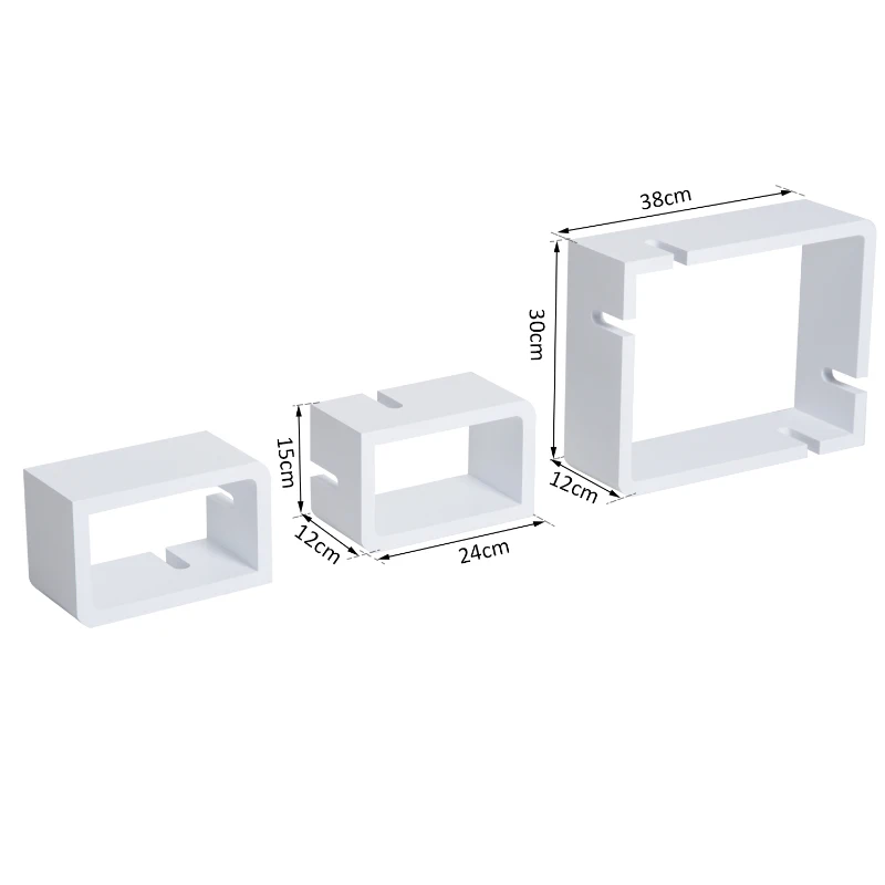 HOMCOM Wandregal Würfelregal Cube Regal mit 3 Fächern MDF Weiß