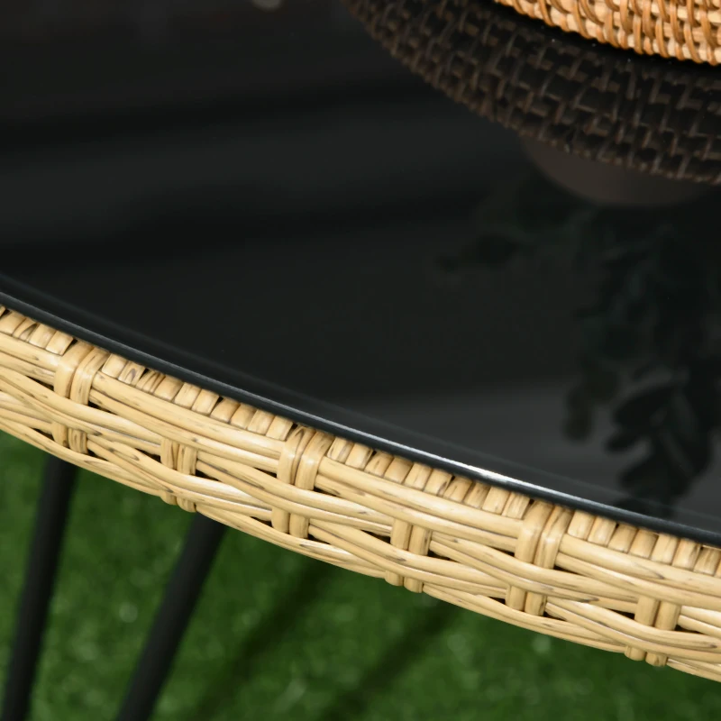 Outsunny Gartensitzgruppe, 4-tlg., Rattanoptik, ovaler Tisch, zwei Stühle, Zweisitzer, mit Sitzkissen, Stahl, beige