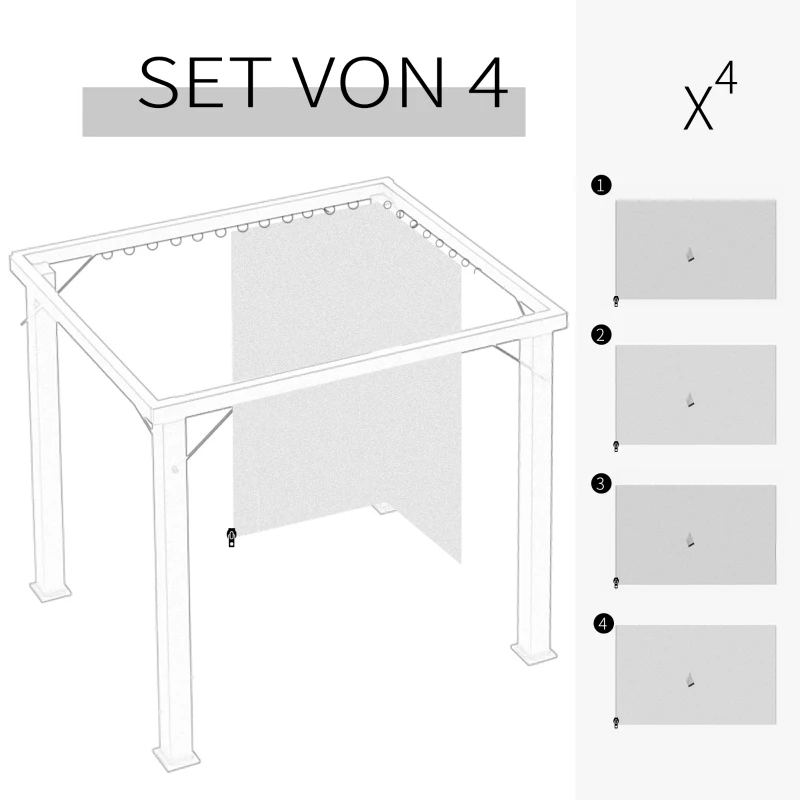 Outsunny 4 panele boczne do altany 3x4 m z haczykami ścianki boczne poliester beżowy