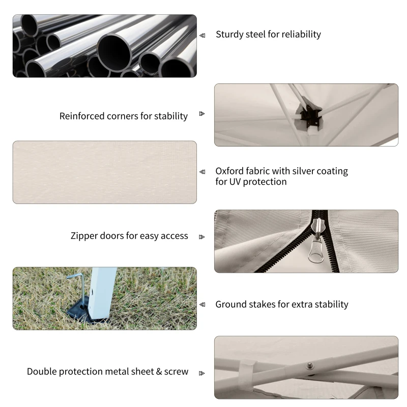 Outsunny 3 x 3(m) Pop Up Gazebo with Carry Bag, Height Adjustable Canopy Tent Screen House, Portable Garden Outdoor Shade Shelter