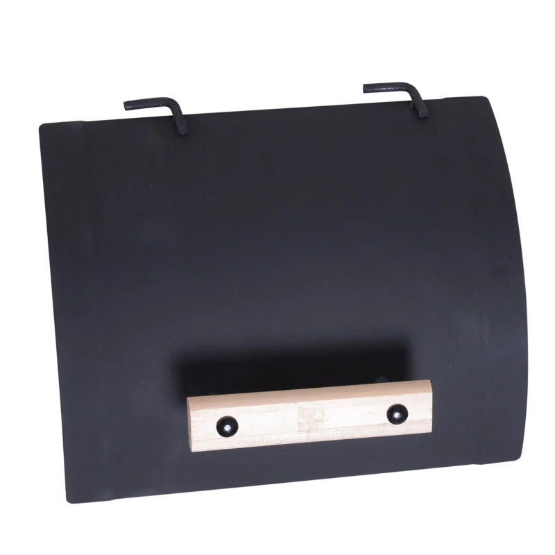 Outsunny Portable Charcoal BBQ Grill, Cold-rolled Steel, Solid Wood, 124Lx53Wx108H cm-Black