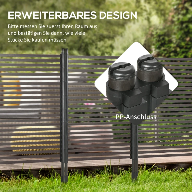 Outsunny Metallzaun, erweiterbar, wetterfest, rostfrei, Stahl, braun, 93 x 22 x 150cm