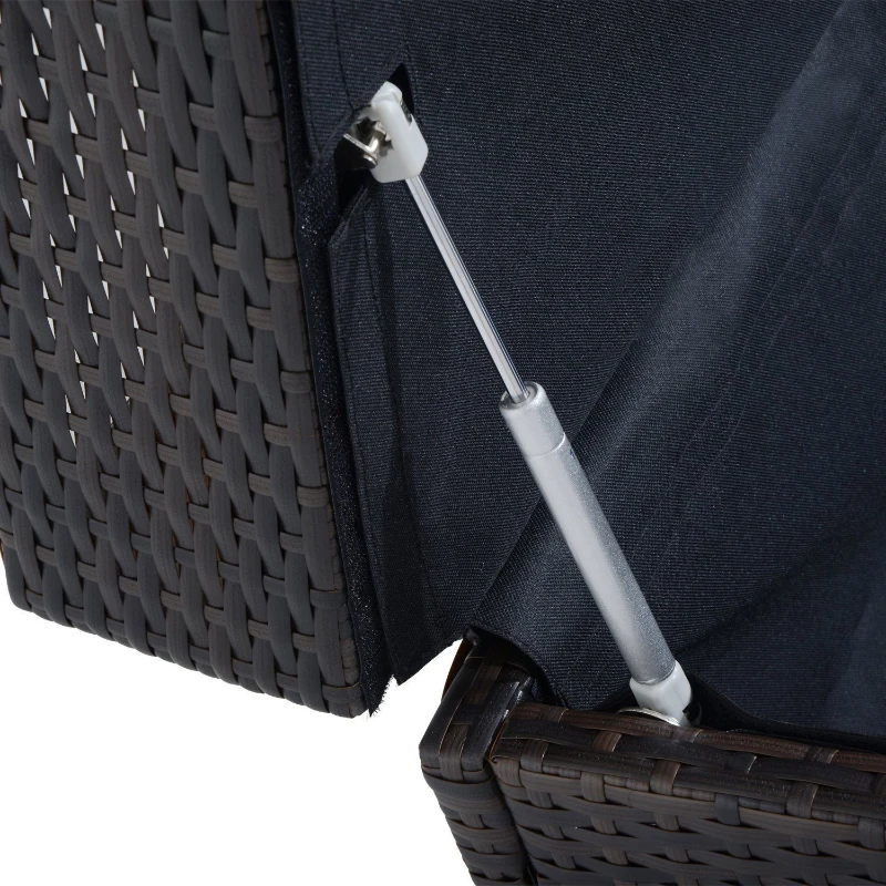 Outsunny Panca Contenitore Multiuso da 130L per 2 Persone, in PE Rattan e Alluminio 102x51x52 cm, Marrone e Beige