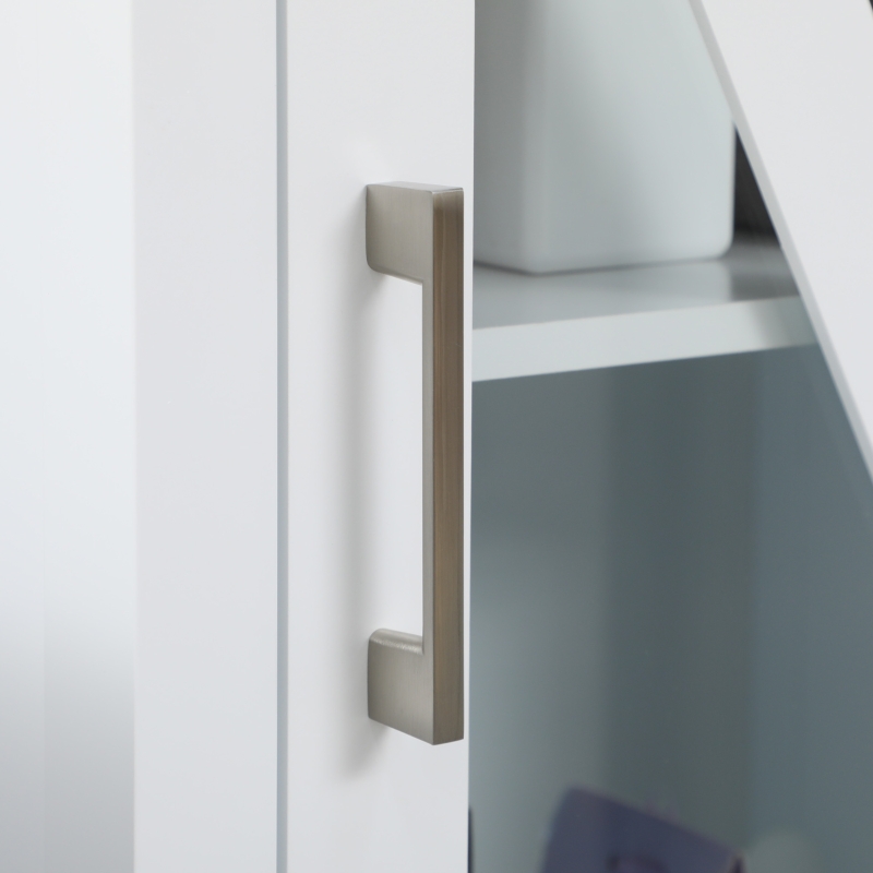 kleankin Coluna Casa de Banho com 2 Portas de Vidro Prateleiras Ajustáveis e Prateleira de Armazenamento 45x30x170 cm Branco