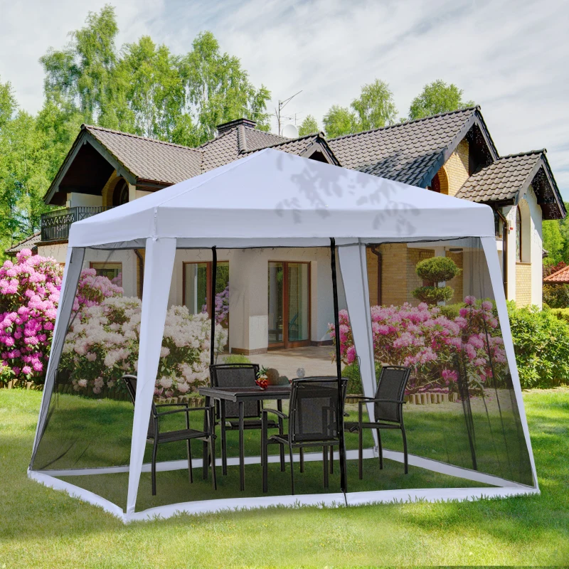 Outsunny 3x3m Outdoor Gazebo Tent W/Mesh Screen Walls-Grey