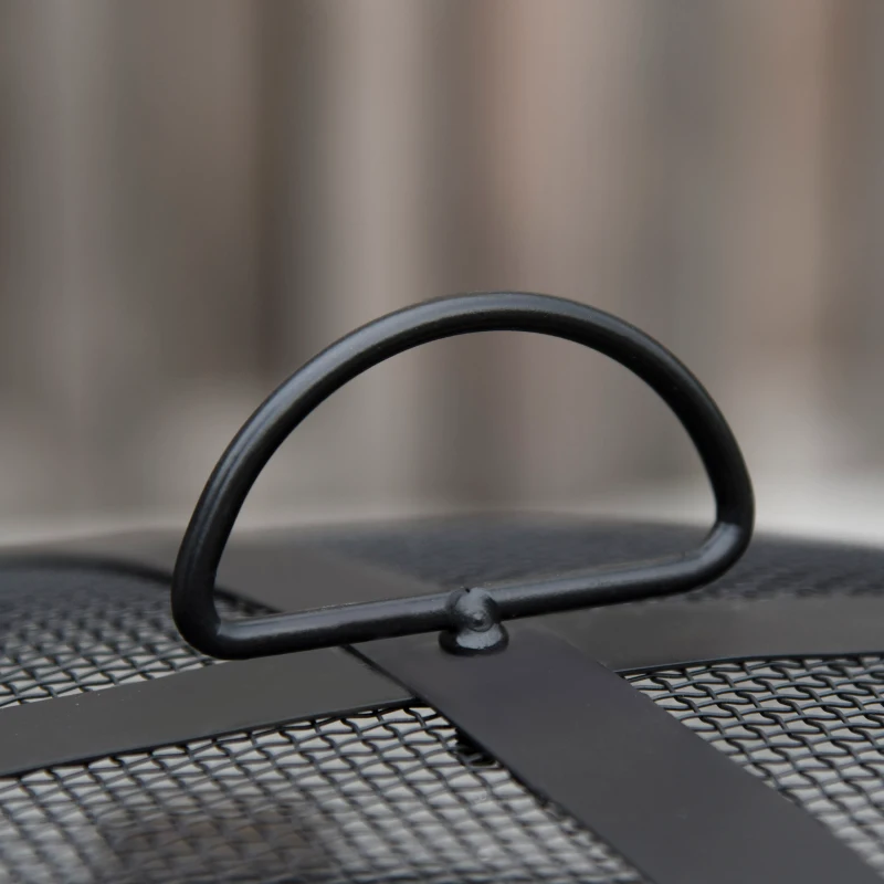 Outsunny Outdoor 2-In-1 Round Fire Pit Brazier with Lid, BBQ Grill, Metal Large Firepit Bowl with Poker for Backyard, Camping, Bonfire, Wood Burning Stove, 78 x 78 x 60cm, Black