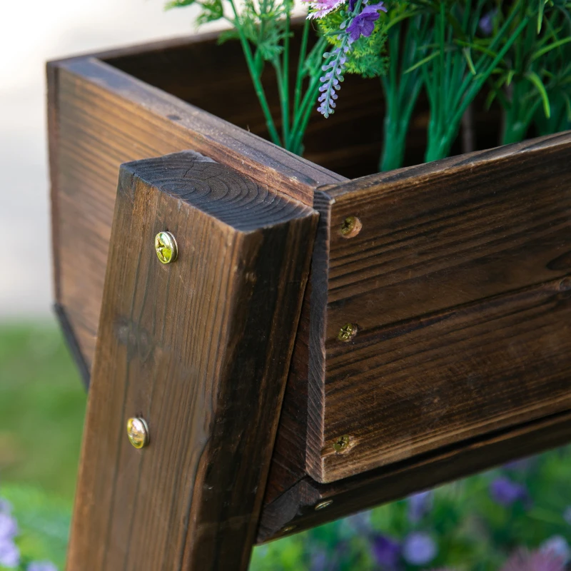 Outsunny IE Located 3-Tier Raised Garden Bed, Wooden Plant Stand, Vertical Flower Pot Display Rack Stand, 61 x 48 x 118 cm