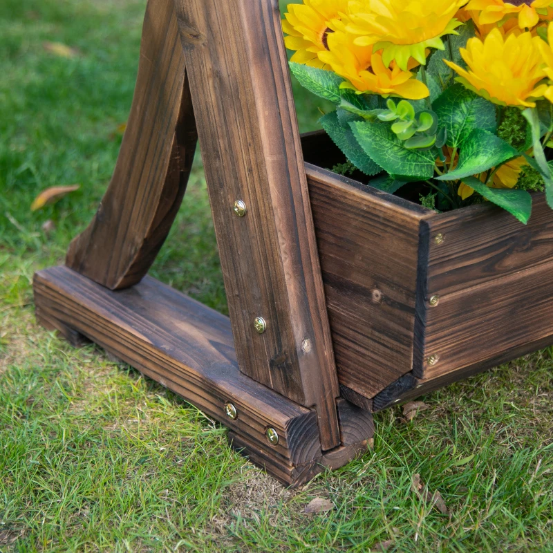 Outsunny IE Located 3-Tier Raised Garden Bed, Wooden Plant Stand, Vertical Flower Pot Display Rack Stand, 61 x 48 x 118 cm