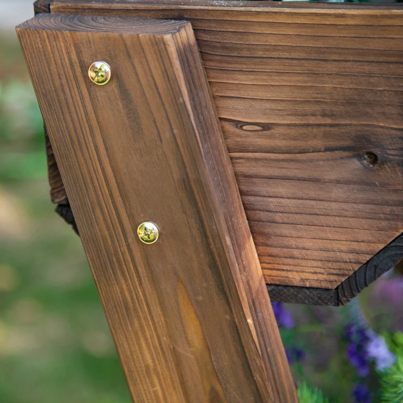 Outsunny IE Located 3-Tier Raised Garden Bed, Wooden Plant Stand, Vertical Flower Pot Display Rack Stand, 61 x 48 x 118 cm