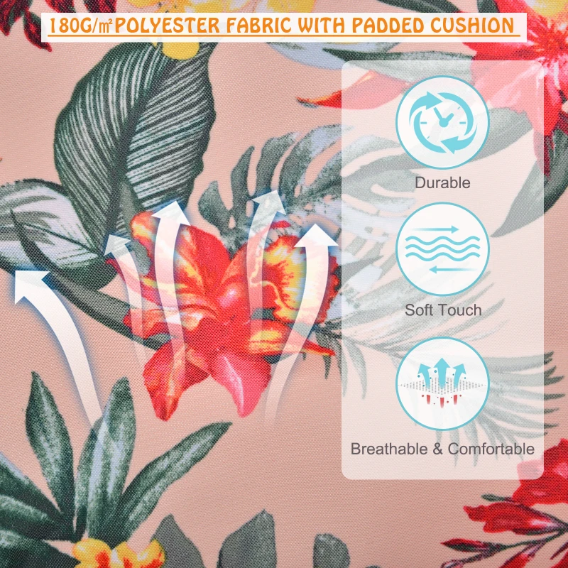 Outsunny 100x106cm Hanging Hammock Chair Safe Rope Frame Pillow Top Bar Bright Floral