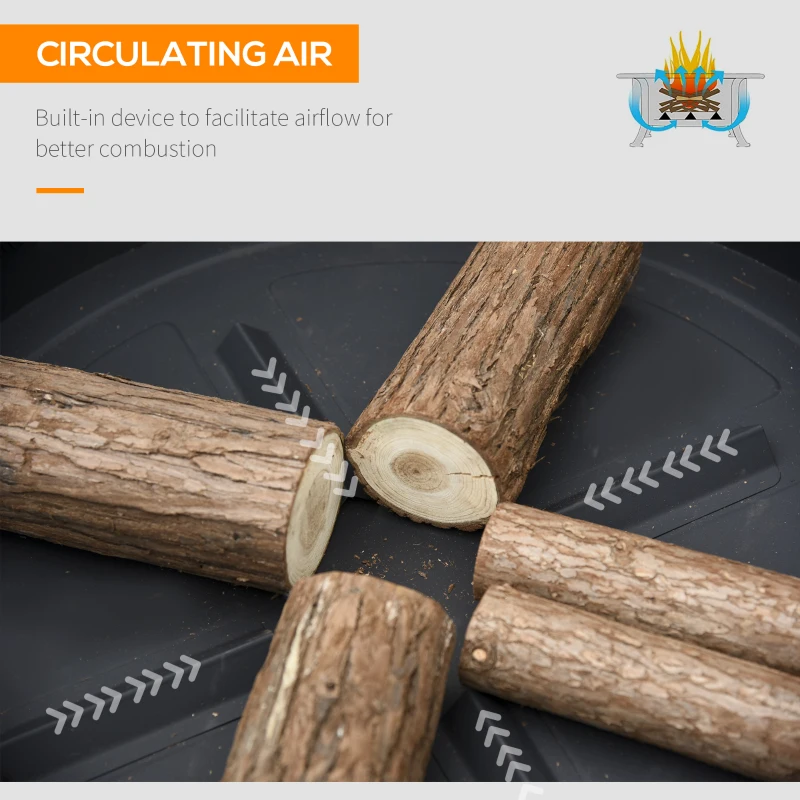 Outsunny Outdoor 2-In-1 Round Fire Pit Brazier with Lid, BBQ Grill, Metal Large Firepit Bowl with Poker for Backyard, Camping, Bonfire, Wood Burning Stove, 78 x 78 x 60cm, Black