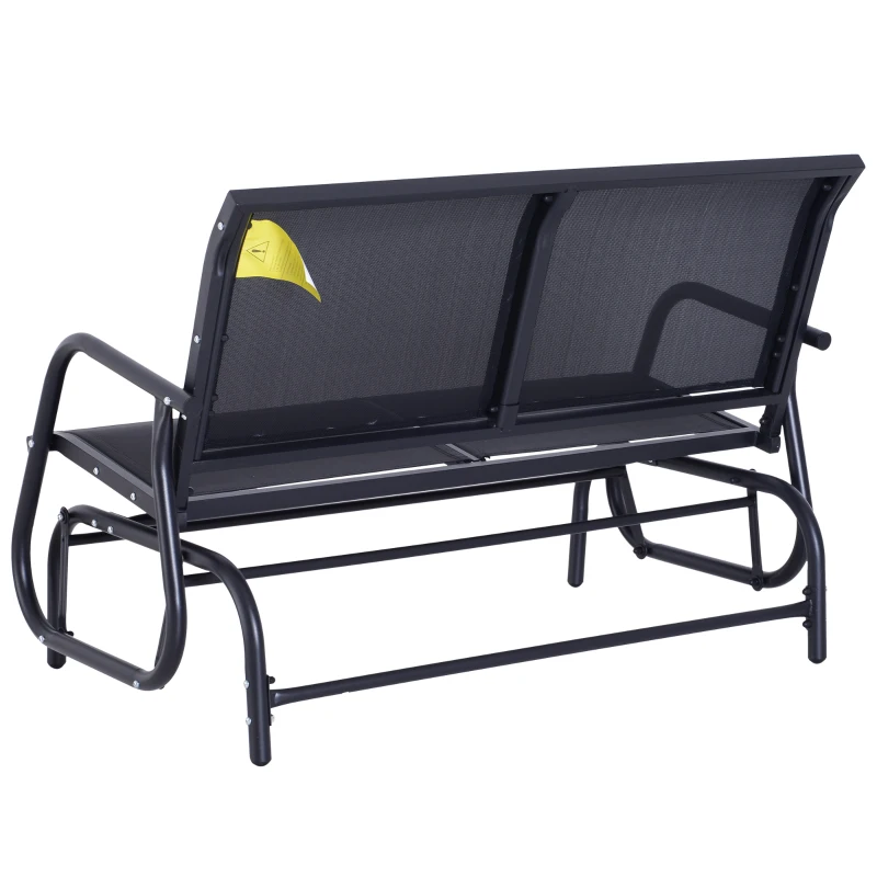 Outsunny Outdoor Glider Chairs with Breathable Mesh Fabric Double Garden Swing Seat Black
