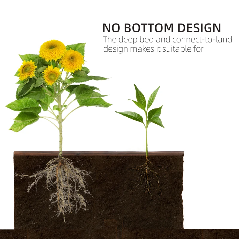 Outsunny 128L Wooden Raised Beds for Garden Planter Grow Containers For Outdoor Patio Plant Flower Vegetable 80L x 80W x 22.5H cm