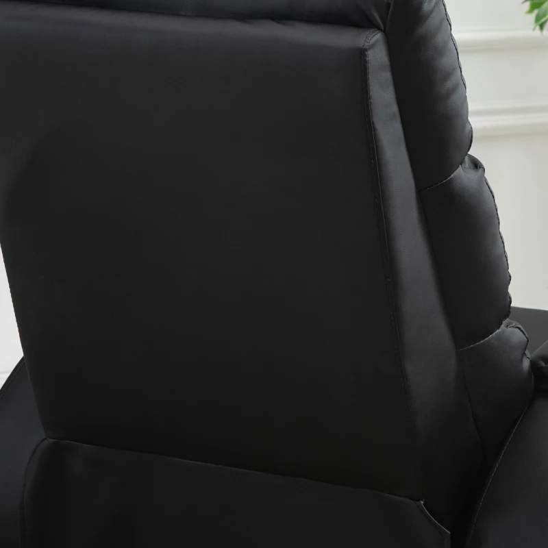 HOMCOM Fotoliu de relaxare rabatabil cu suport pentru picioare reglabil acoperit sintetic, negru, 79x89x100cm