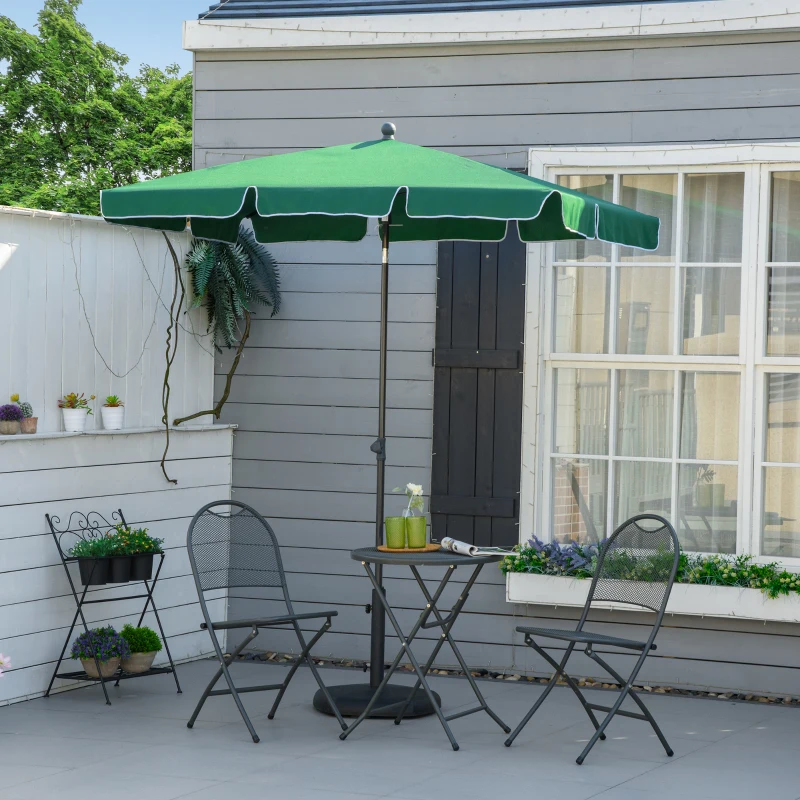Outsunny Aluminium Sun Umbrella Parasol Patio Garden Rectangular Tilt 2M x 1.3M Green