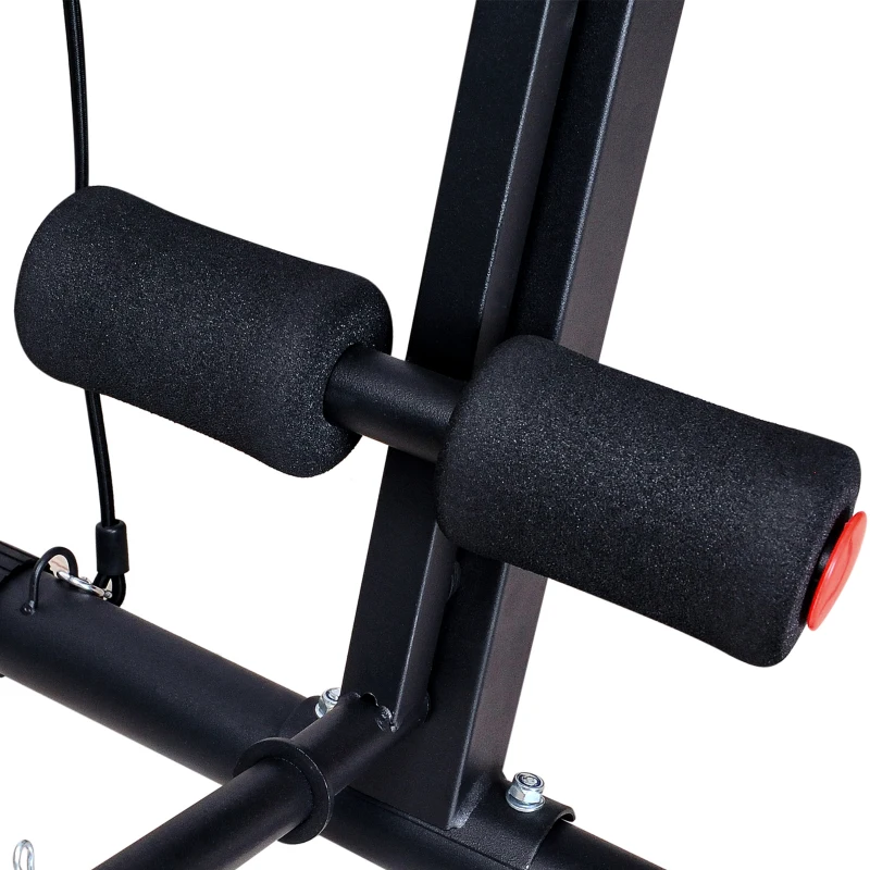 HOMCOM Foldable Exercise Bench 6 Levels Adjustment - Black/Red(m-9)