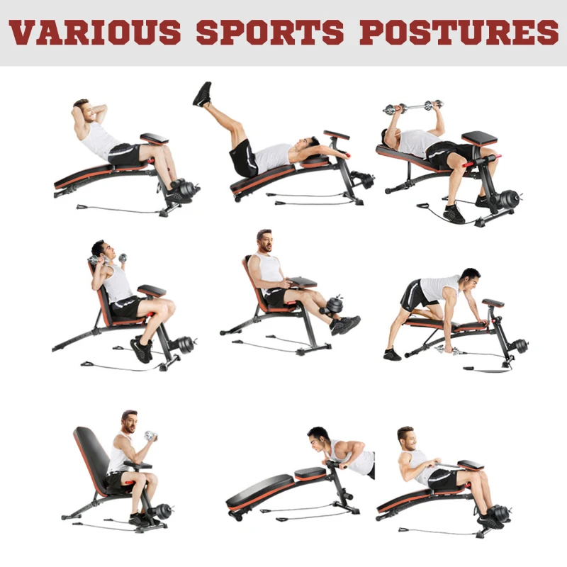 HOMCOM Foldable Exercise Bench 6 Levels Adjustment - Black/Red(m-6)