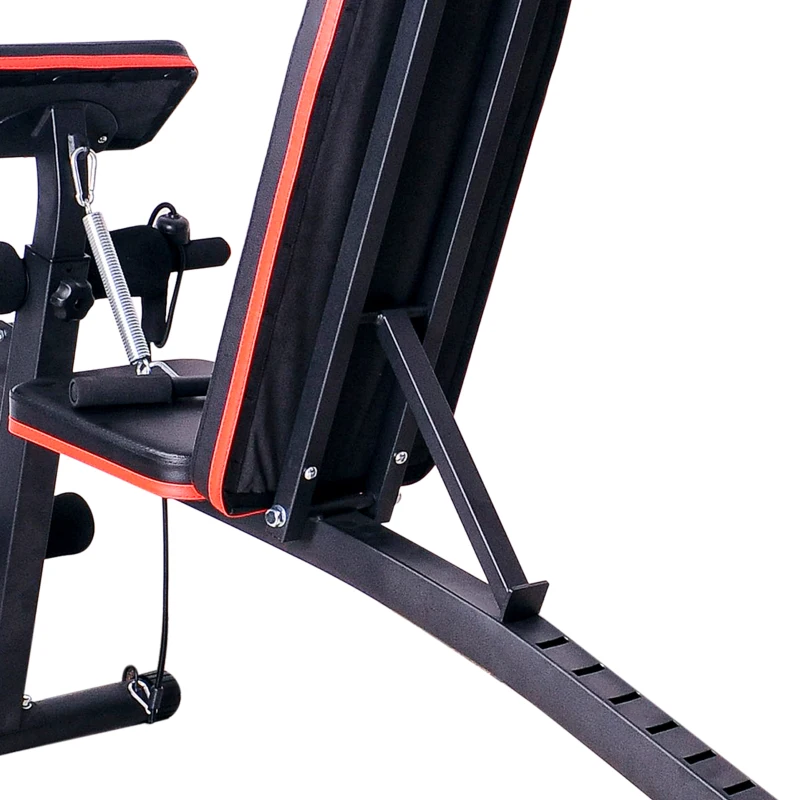 HOMCOM Foldable Exercise Bench 6 Levels Adjustment - Black/Red(m-8)