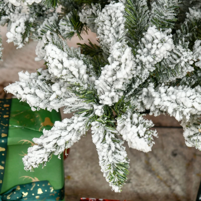 HOMCOM Árbol de Navidad Artificial 225 cm con Nieve Ignífugo con 1300 Ramas Decoración Navideña para Interiores Verde