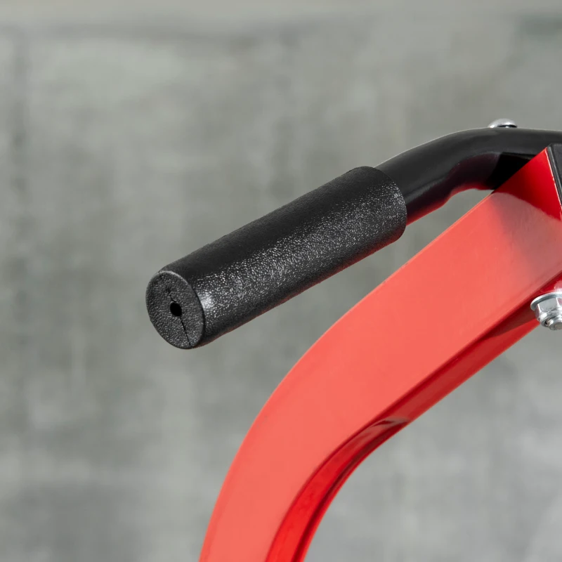 HOMCOM Multiestación Máquina de Musculación Multifuncional Plegable con Banco Acolchado Altura Ajustable en 6 Niveles Acero 94x174x180-230 cm Negro y Rojo