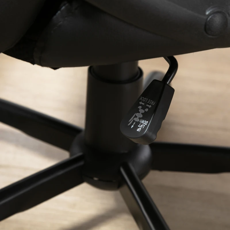 Vinsetto Black Leather Desk Chair,with Wheels, Height Adjustable, Rocking Function,  Black Grey