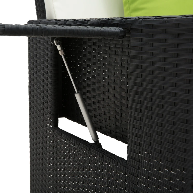 Outsunny Rattan 2-Seater Sofa Sun Lounger Bed-Black