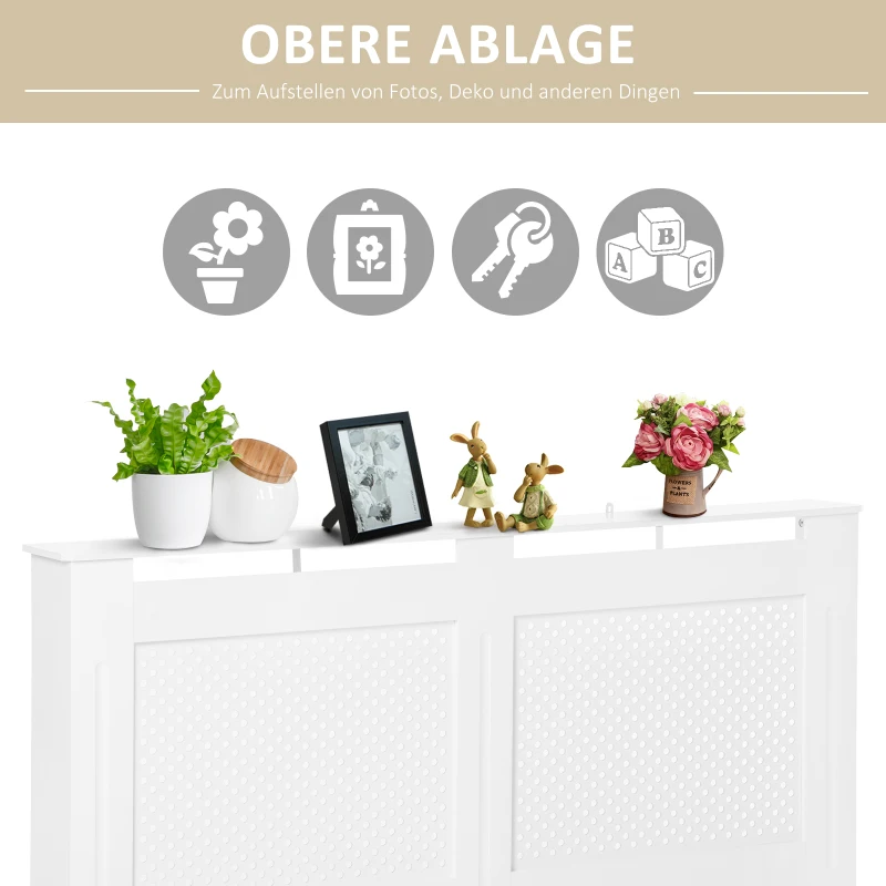 HOMCOM Heizkörperverkleidung Heizkörperabdeckung Heizungsverkleidung, MDF, Weiß, 151,5 x 19 x 82 cm