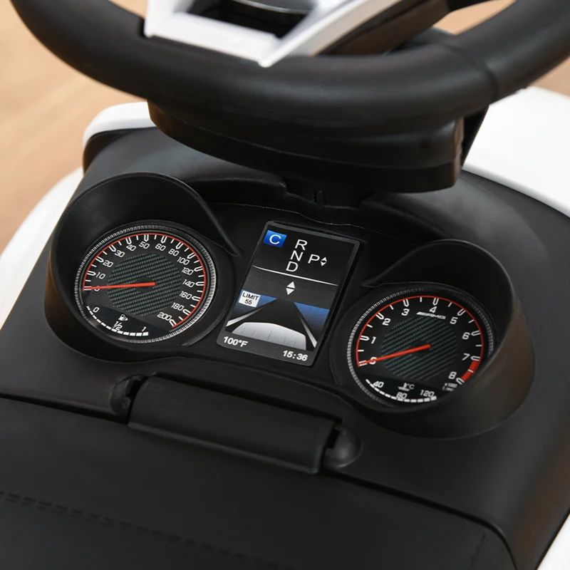 HOMCOM Masina cu Impingere Mercedes-Benz cu Parasolar si Maner si Bara de Siguranta Alba