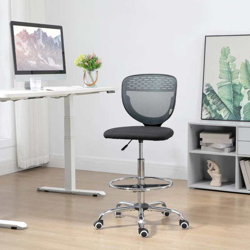 Vinsetto Standing Desk Chair, Mesh with Lumbar Support Grey