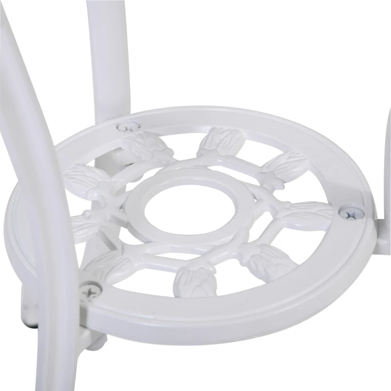 Outsunny Sitzgruppe für 2 Personen Essgruppe Gartenmöbel-Set 1 Tisch+2 Stühle mit Schirmloch Aluminium Weiß