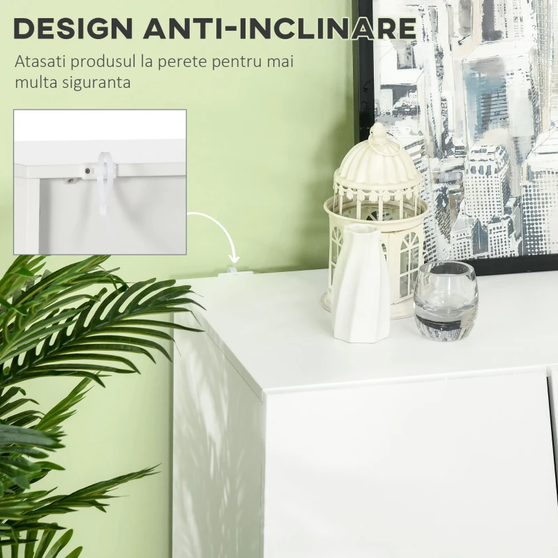 Homcom Dulap Alb 150×40×88 cm – 5 Niveluri & Polita Reglabila(m-6)
