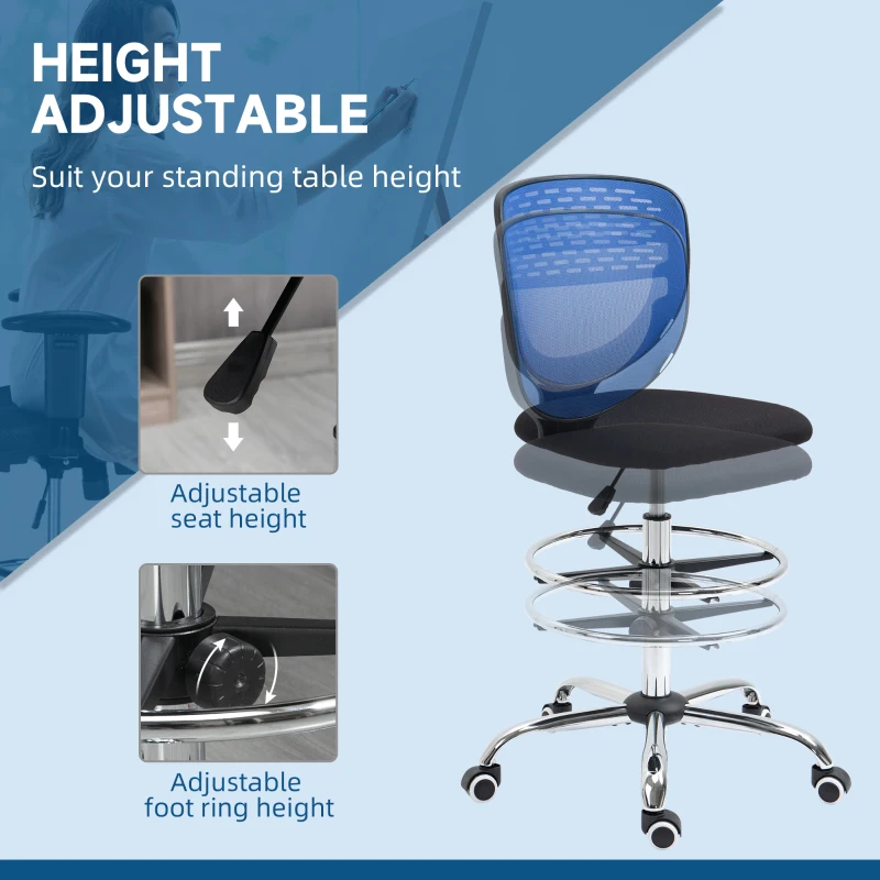 Vinsetto Standing Desk Chair, with Lumbar Support, Dark Blue