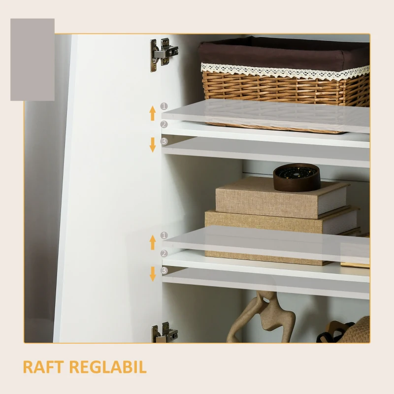 Homcom Dulap Alb 70×40×88 cm – Multifunctional cu Polita Reglabila(m-5)