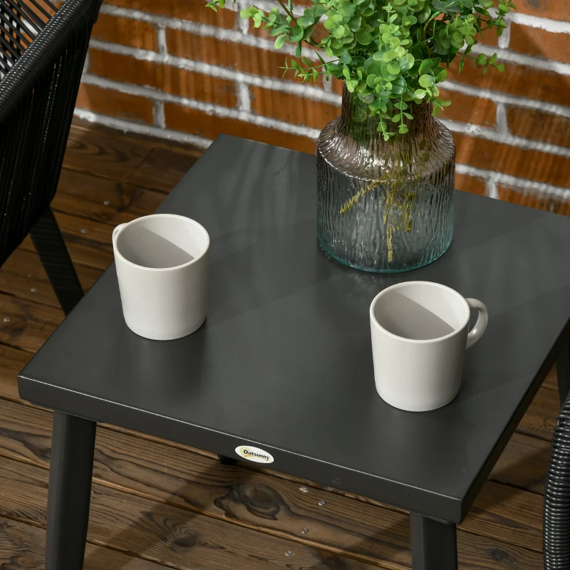 Outsunny Garten-Lounge-Set für 2 Personen 2 Sessel 1 Tisch wetterbeständig, 63 cm x 73 cm x 78 cm, Schwarz + Dunkelgrau