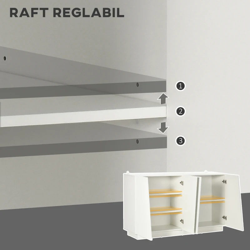 Homcom Dulap Alb 150×40×88 cm – 5 Niveluri & Polita Reglabila(m-5)