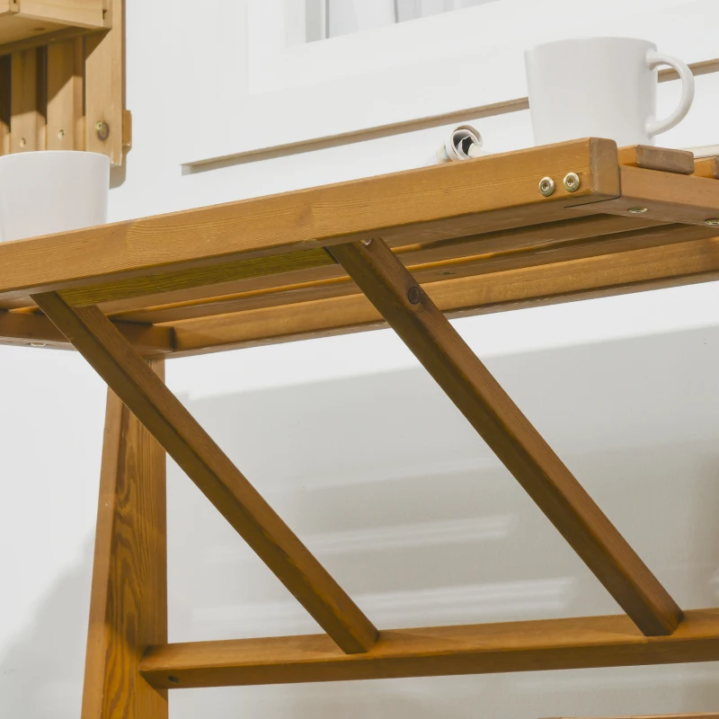 Outsunny Gartenbank für 2 Personen, 2-in-1-Kombination, Tisch mit 2 Hockern, Lärchenholz, wetterfest, Teak