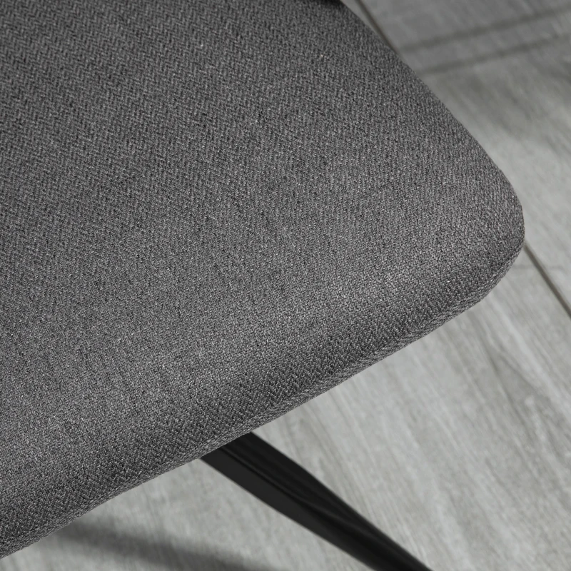 HOMCOM 2 Piece Dining Chairs, Modern Kitchen Chairs with Fabric Upholstery, Curved Back, Padded Seat and Steel Legs for Living Room, Bedroom, Dark Grey