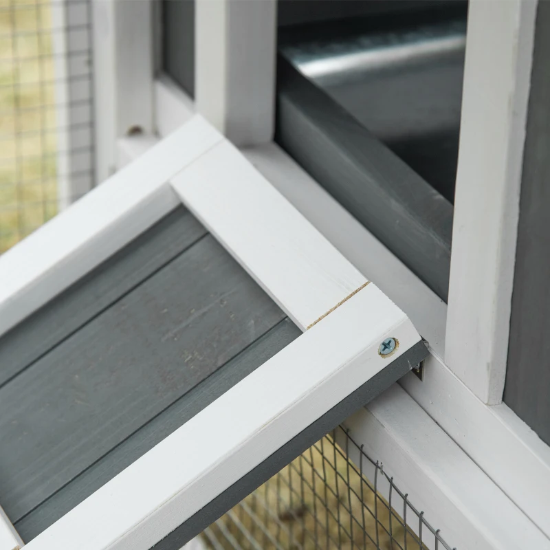 PawHut Chicken Hutch, w/ 2 Standing Perches, Run, Nesting Box, Ramp, Removable Tray