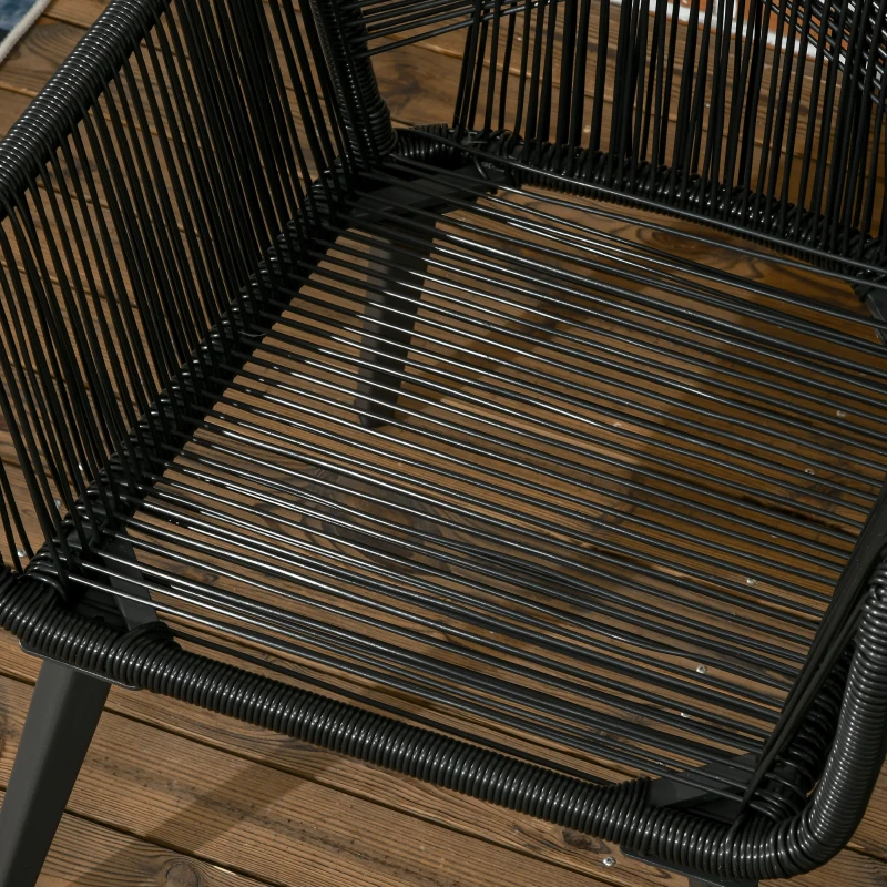 Outsunny Garten-Lounge-Set für 2 Personen 2 Sessel 1 Tisch wetterbeständig, 63 cm x 73 cm x 78 cm, Schwarz + Dunkelgrau