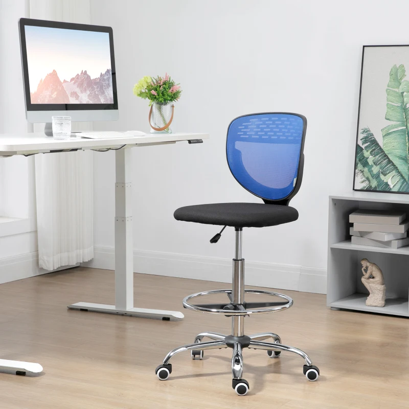Vinsetto Standing Desk Chair, with Lumbar Support, Dark Blue