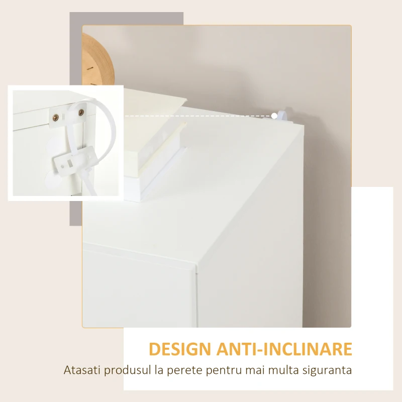 Homcom Dulap Alb 70×40×88 cm – Multifunctional cu Polita Reglabila(m-6)