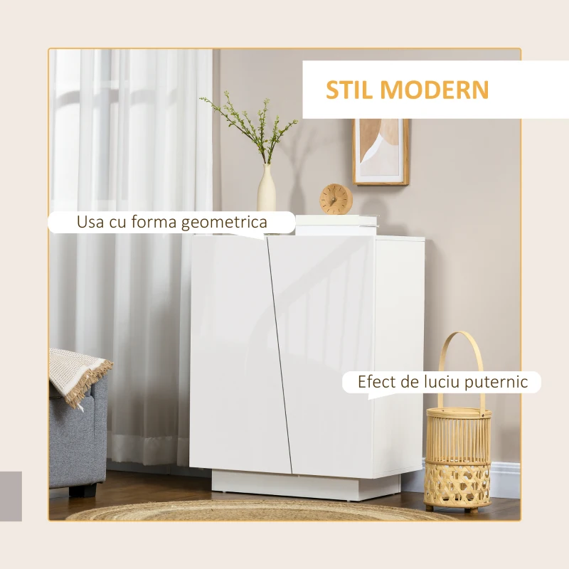 Homcom Dulap Alb 70×40×88 cm – Multifunctional cu Polita Reglabila(m-4)