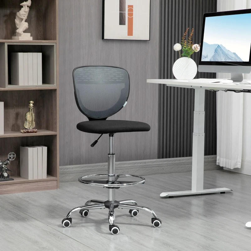 Vinsetto Standing Desk Chair, Mesh with Lumbar Support Grey